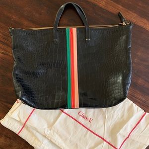 Clare V Attache Black Leather Tote